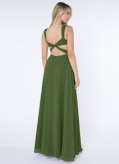 Azazie Nahrin Abiti da Damigella Abito A-Line in Chiffon con Scollo a V a Pieghe Oliva image4