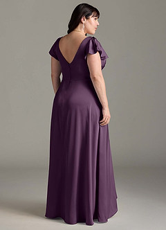 Azazie Omari Bridesmaid Dresses Plum A-Line Stretch Satin Dress image9