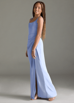 Azazie Mero Junior Ice Mermaid Pleated Stretch Satin Dress image4