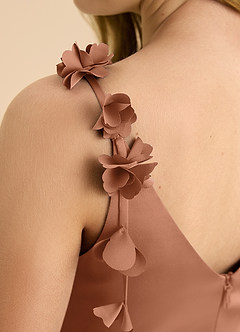 Azazie Gumdrop Junior Bronzer Empire Pleated Stretch Satin Dress image8