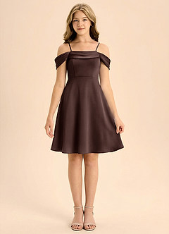 Azazie Anselie Junior Klä av A-Line i Stretch Satin Plisserad image3