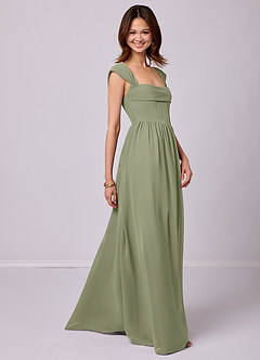 Barbie ♥ Azazie Bridesmaid Dresses Pistachio A-Line Corset Chiffon Dress image3