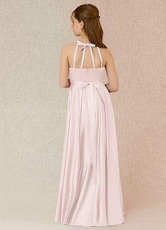 Azazie Arianthe Junior Blushing Pink A-Line with Pockets Matte Satin Dress image3