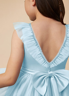 Azazie Dolly Flower Girl Dresses Sky Blue A-Line Bow Tulle Dress image5