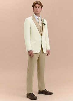 front Adrian Champagne Shawl Lapel Structured Stretch Tuxedo Jacket