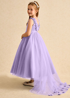 Azazie Lorita Flower Girl Dresses Lilac A-Line Beaded Tulle Dress image3