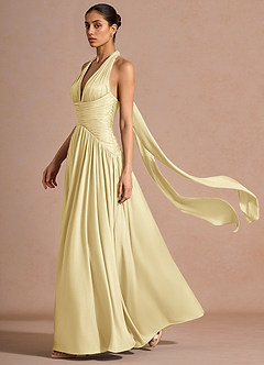 lemon yellow color dresses Hecate Sorbet Maxi Dress COUNTSRS1-18 See long print formal Clean Girl Duo Dress Pastel yellow silk Colour:Light Yellow