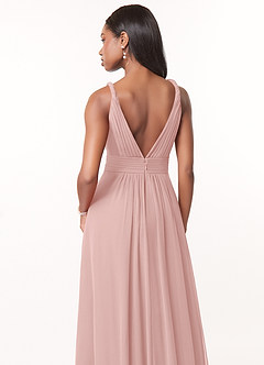 Azazie Maren Brudtärnklänningar Klä av A-Linje i Chiffong Plisserad Puderrosa image5