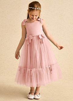 Azazie Jaci vestidos de niña de las flores Vestido de Rosetón de Gasa de Corte En A con Tirante Espagueti image6