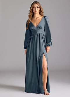 Azazie Norah Bridesmaid Dresses Twilight A-Line Stretch Satin Dress image1