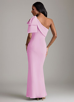 Azazie Yuanna Bridesmaid Dresses Candy Pink Mermaid One Shoulder Chiffon Dress image6