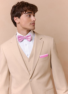 front Matte Satin Bow Tie and Pocket Square Set