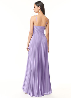 Azazie Vini Robes de demoiselle d'honneur Robe Trapèze en Mousseline de soie Col V plissé Lilas image2