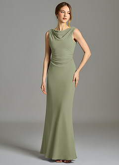 Azazie Kieryn Brautjungfernkleider Meerjungfrau-Linie Plissee Chiffon Kleid Pistazie image1