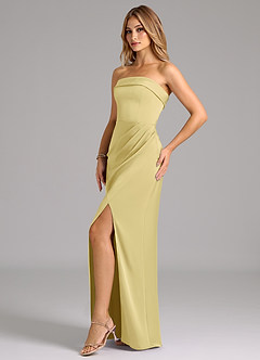 Azazie Aretha Brautjungfernkleider Wandelbar A-Linie Schulterfrei Stretch-Satin Kleid Zitronensorbet image3