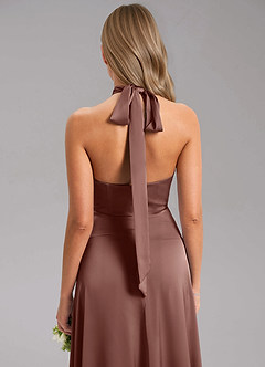 Azazie Tracie 신부 들러리 드레스 A라인 사이드 슬릿 스트레치 새틴 바닥 길이 드레스 image7