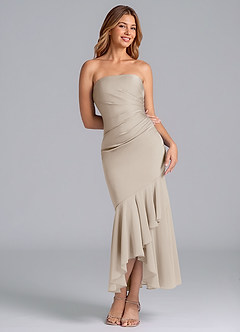 Azazie Danie Bridesmaid Dresses Frost Sheath Strapless Chiffon Dress image1