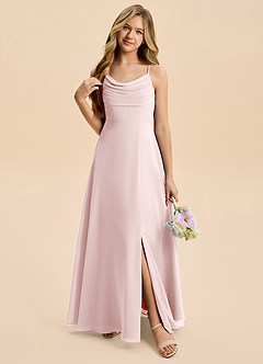 Azazie Gia Junior A-Linie Plissee Chiffon Kleid Zartrosa image6