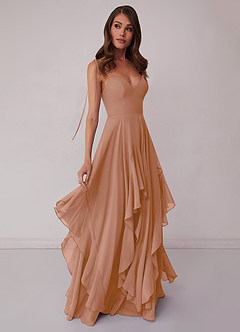 Barbie ♥ Azazie Bridesmaid Dresses Champagne Rose A-Line Bow Chiffon Dress image1