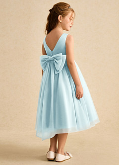 Azazie Winnie Flower Girl Dresses Sea Glass Ball-Gown Bow Tulle Dress image3