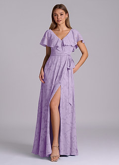 Azazie Lainey Brudtärnklänningar Klä av A-Linje i Blommig Utbrändhet med fickor Lila image1