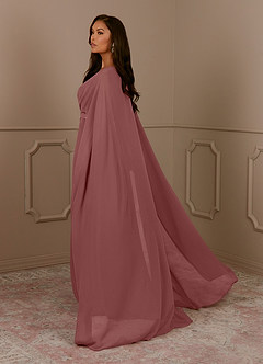 Azazie Isa Mother of the Bride Dresses Desert Rose A-Line V-Neck Pleated Chiffon Dress image3