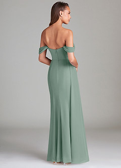 Azazie Amyra Robes de demoiselle d'honneur Robe Fourreau Convertible en Mousseline de soie Épaules dénudées Sauge D'argent image4