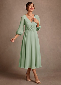 Azazie Ana Klänningar till brudens mor Klä A-Line i Chiffong Spets Dusty Sage image2
