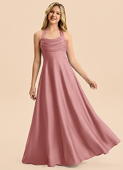 Azazie Kady Junior Dusty Rose A-Line Sweetheart Neckline Stretch Satin Dress image1