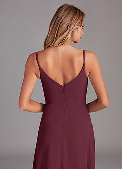 Azazie Daenerys Bridesmaid Dresses Cabernet A-Line Cowl Chiffon Dress image7