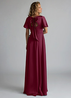 Azazie Kimber Bridesmaid Dresses Mulberry A-Line Ruched Stretch Satin Dress image2