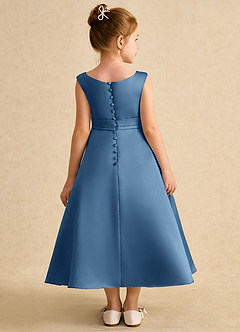 Azazie Eve Abiti da Ragazza di Fiori Abito A-Line in Raso Opaco Plissettato Crepuscolo image2