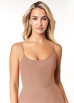 Azazie Moira Bridesmaid Dresses Champagne Rose A-Line Scoop Chiffon Dress image6