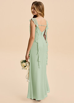 Azazie Cindy Junior Dusty Sage A-Line Ruched Chiffon Dress image2