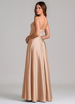 Azazie Amani Bridesmaid Dresses English Rose A-Line Pleated Stretch Satin Dress image2