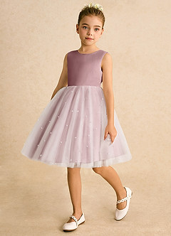 Azazie Esme Robe Demoiselle D'honneur Fillette Robe Princesse en Tulle Arc Rose Poussiéreuse image5