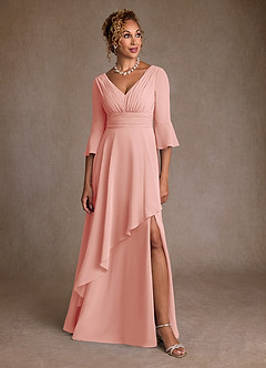 Azazie Eire Mère de la mariée Robes Robe Trapèze en Mousseline de soie Plissée Rosette image4