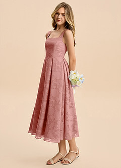 Azazie Amalie Junior Rosette A-Line Ruched Floral Burnout Dress image5