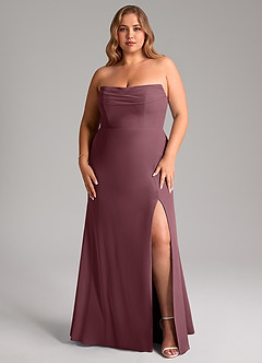 Azazie Saige Jurken voor bruidsmeisjes Converteerbaar Jurk van Chiffon met A-Lijn Off the Shoulder Sangria image16