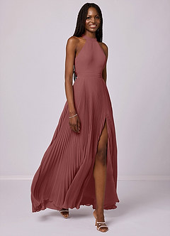 Barbie ♥ Azazie Vestidos de damas de honor Vestido de Amatista de Gasa de Corte en A con Plisado image3