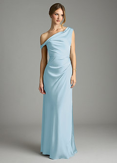 Azazie Emerson Brudtärnklänningar Klä av Sjöjungfru i Stretch Satin Av axeln Himmelsblå image3