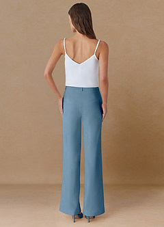 front Marina Azul Claro Pantalones rectos de tejido refinado