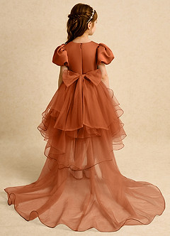 Azazie Cocoa Blumenmädchenkleider Ballkleid Plissee Tüll Kleid Gebranntes Orange image7