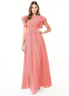 Azazie Daphne vestidos de dama de honor modestos Vestido de Corte En A Volantes Hasta el suelo Gasa image1