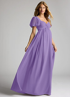Azazie Madisynn Maternity Bridesmaid Dresses Bow Chiffon Floor-Length Dress image4