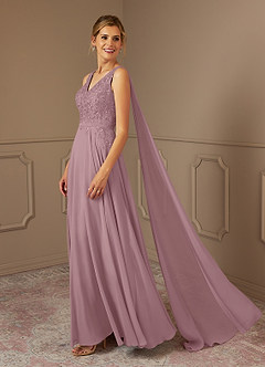Azazie Joules Mère de la mariée Robes Robe Trapèze en Mousseline de soie Paillettes Rose Poussiéreuse image3