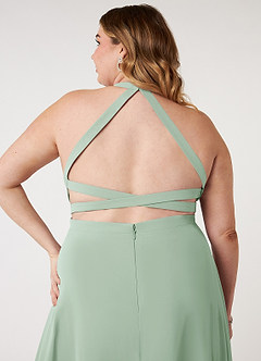 Azazie Clarice Brautjungfernkleider A-Linie Halter Chiffon Kleid Agave image10