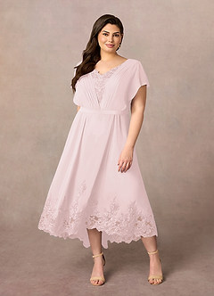 Azazie Palana Mother of the Bride Dresses Blushing Pink A-Line Lace Chiffon Dress image6