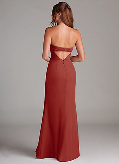 Azazie Leonis Bridesmaid Dresses Terracotta Sheath Strapless Chiffon Convertible Dress image5