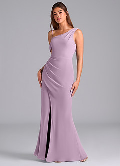 Azazie Madelyn Jurken voor bruidsmeisjes Converteerbaar Jurk van Chiffon met Zeemeermin Off the Shoulder Blauweregen image5